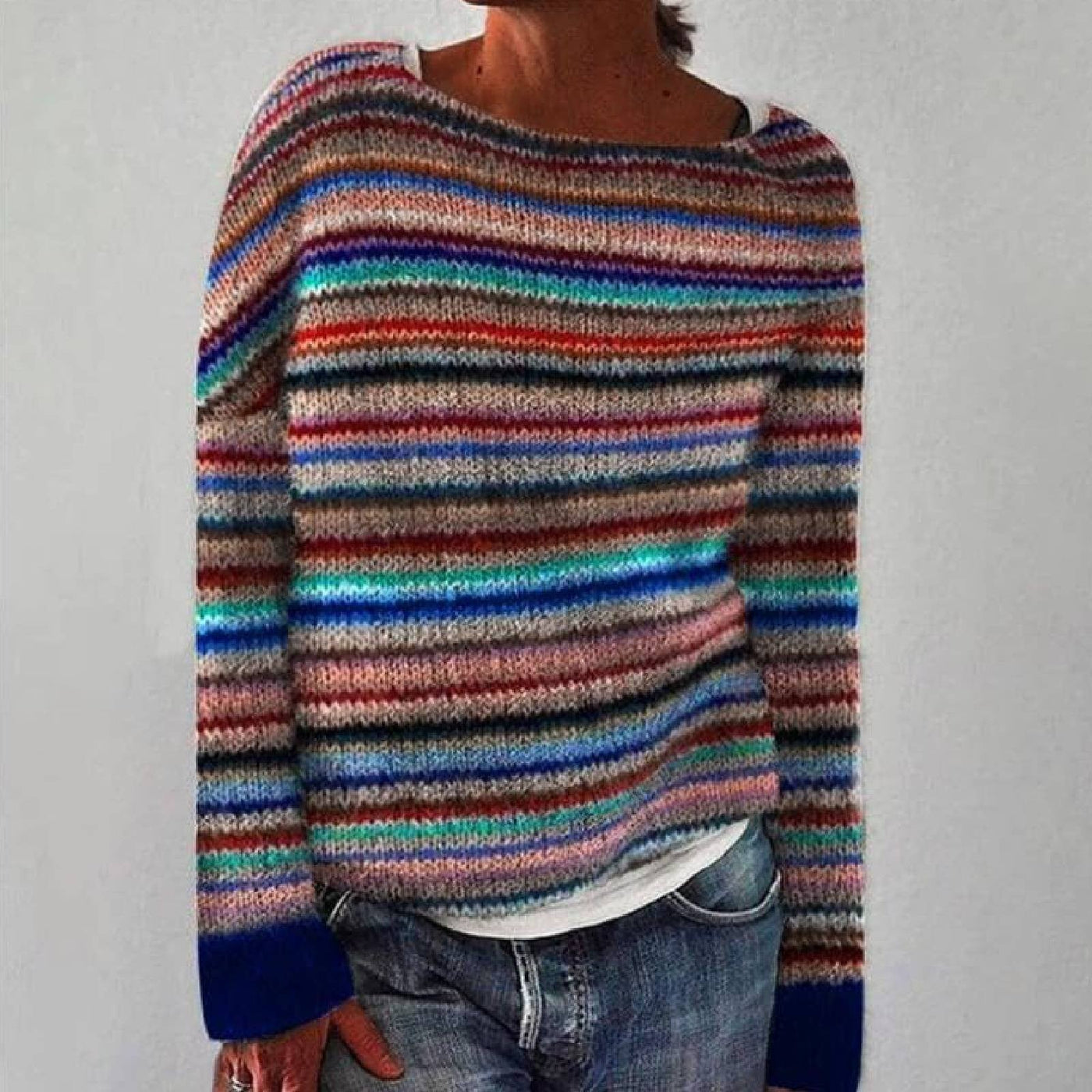 ROSE – RAINBOW STRIPE JUMPER