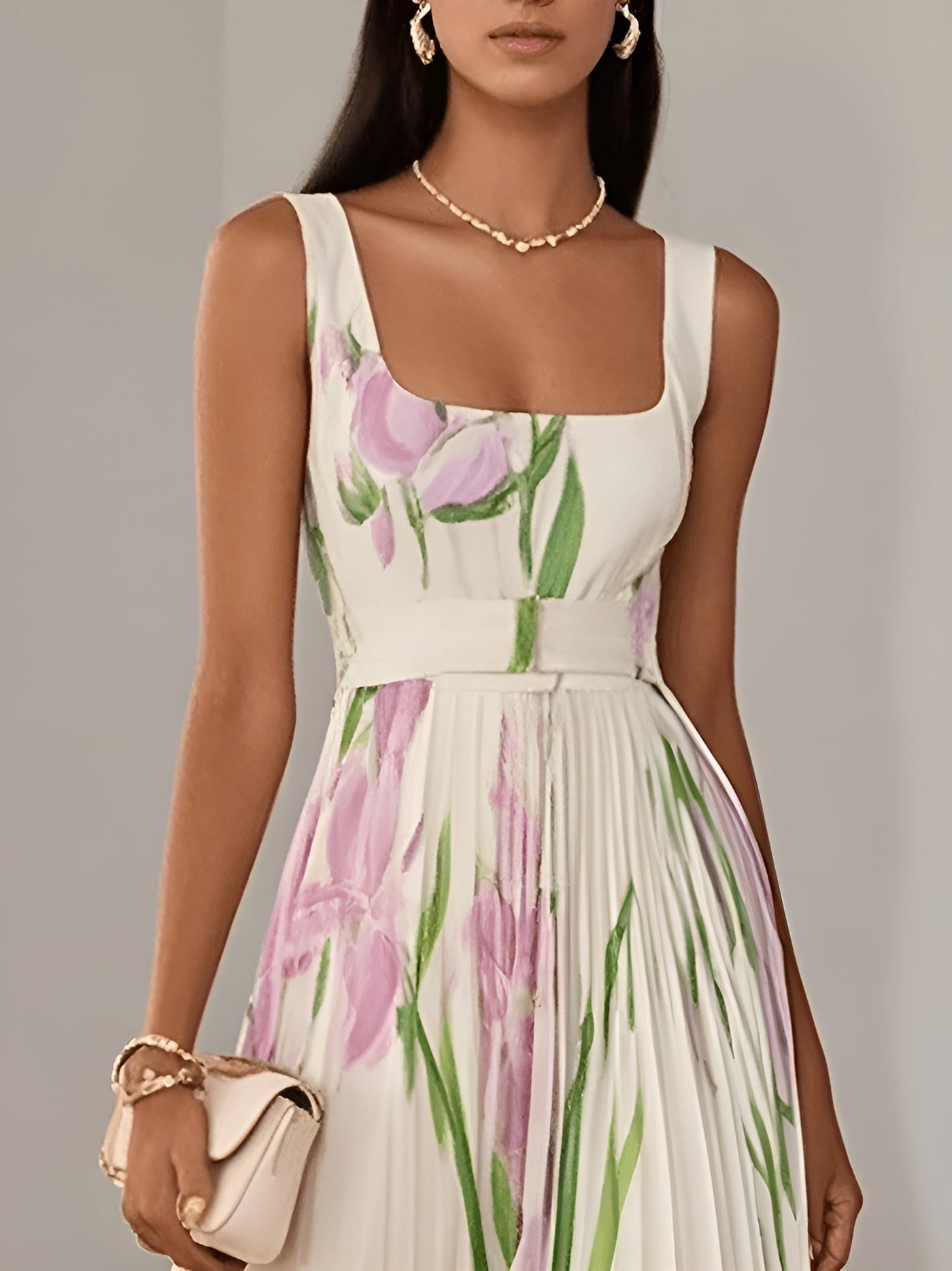 Clara™ | Robe longue plissée à fleurs élégante pour femme